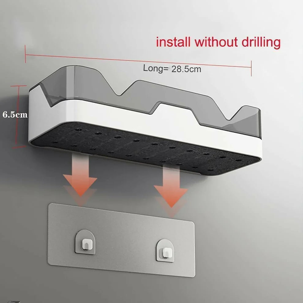 Adhesive Storage Rack, Wall Mounted Plastic Shelf Organizer for Bathroom