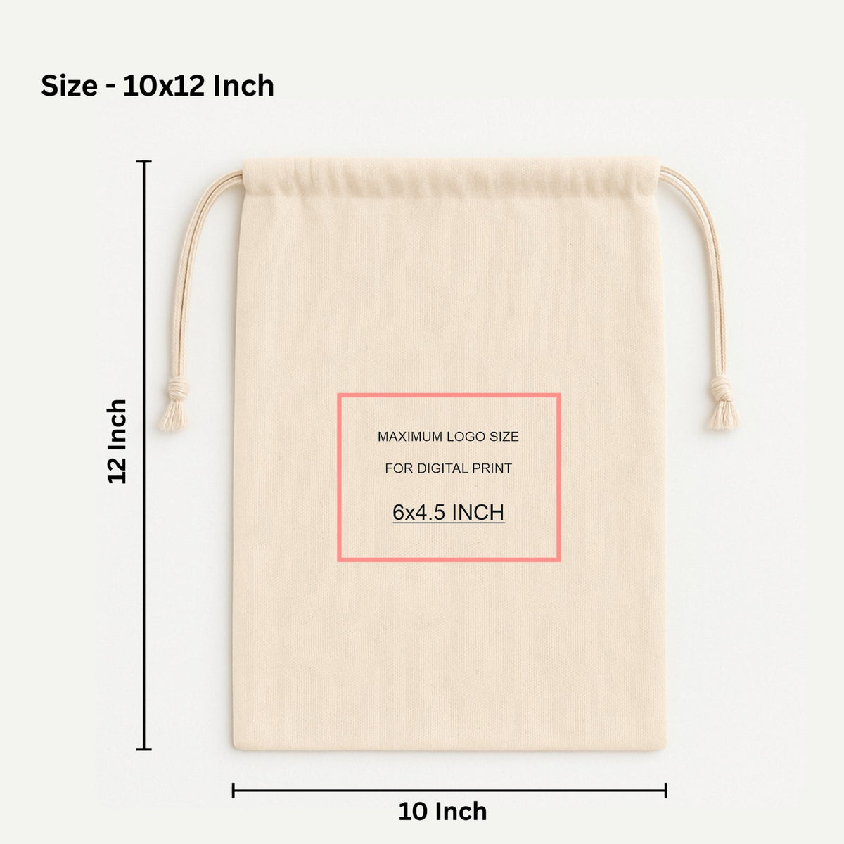 Custom 10x12 Inch Cotton Drawstring Bag | 150 GSM