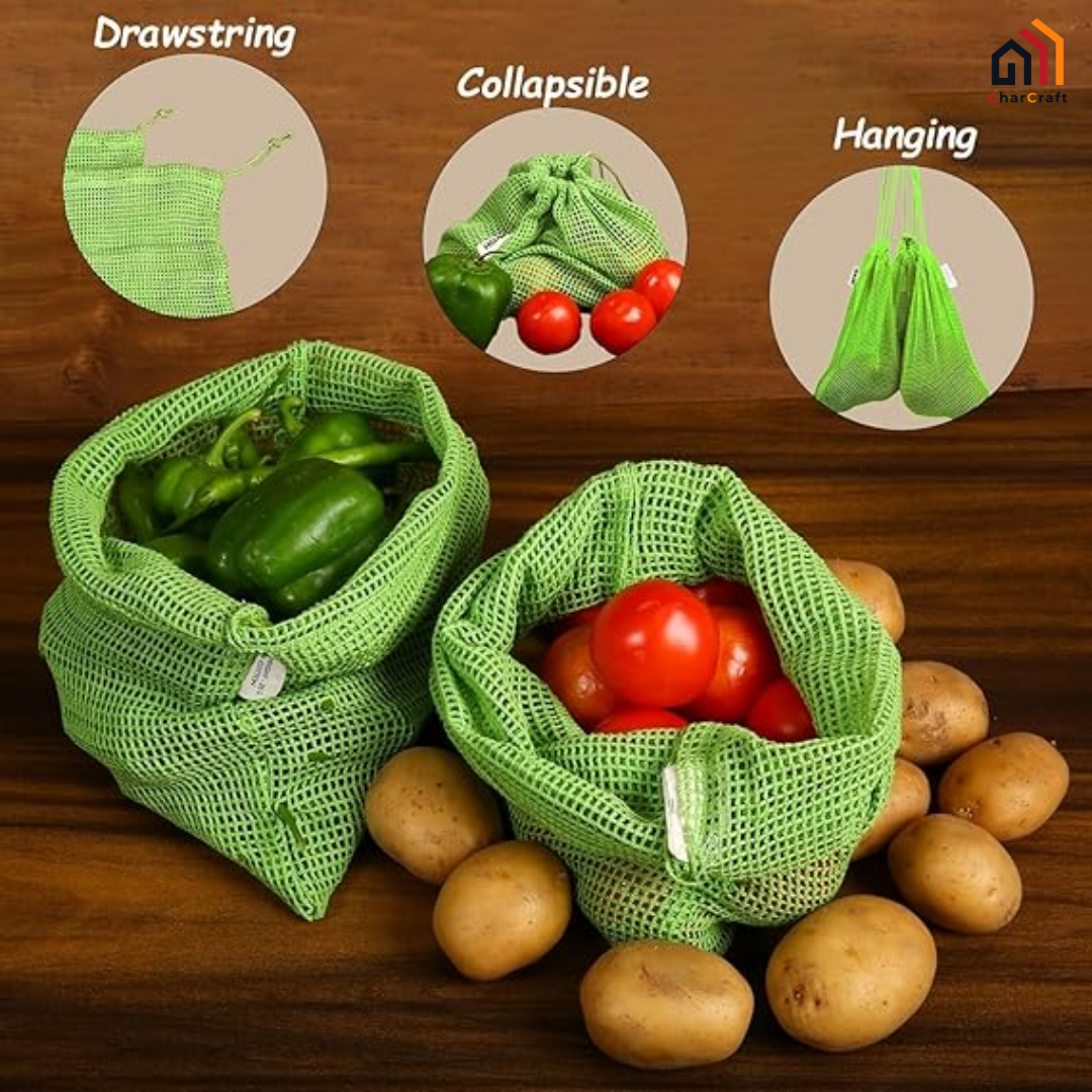 Natural Cotton Vegetables Bags For Fridge Storage