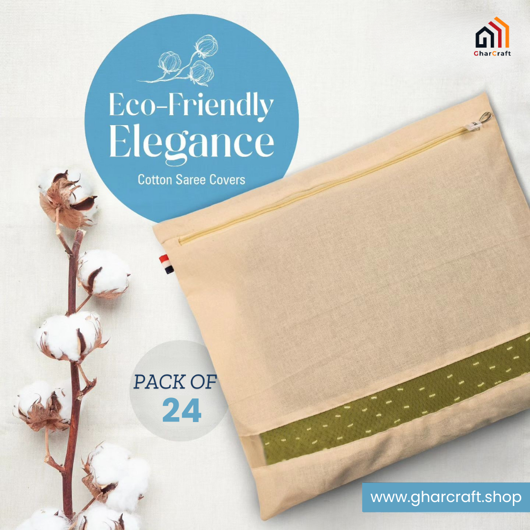 Pure Cotton Saree Cover with Zip & Mesh Window