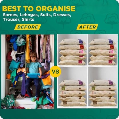 Cotton vs Plastic saree cover comparison - Breathable fabric prevents fungus