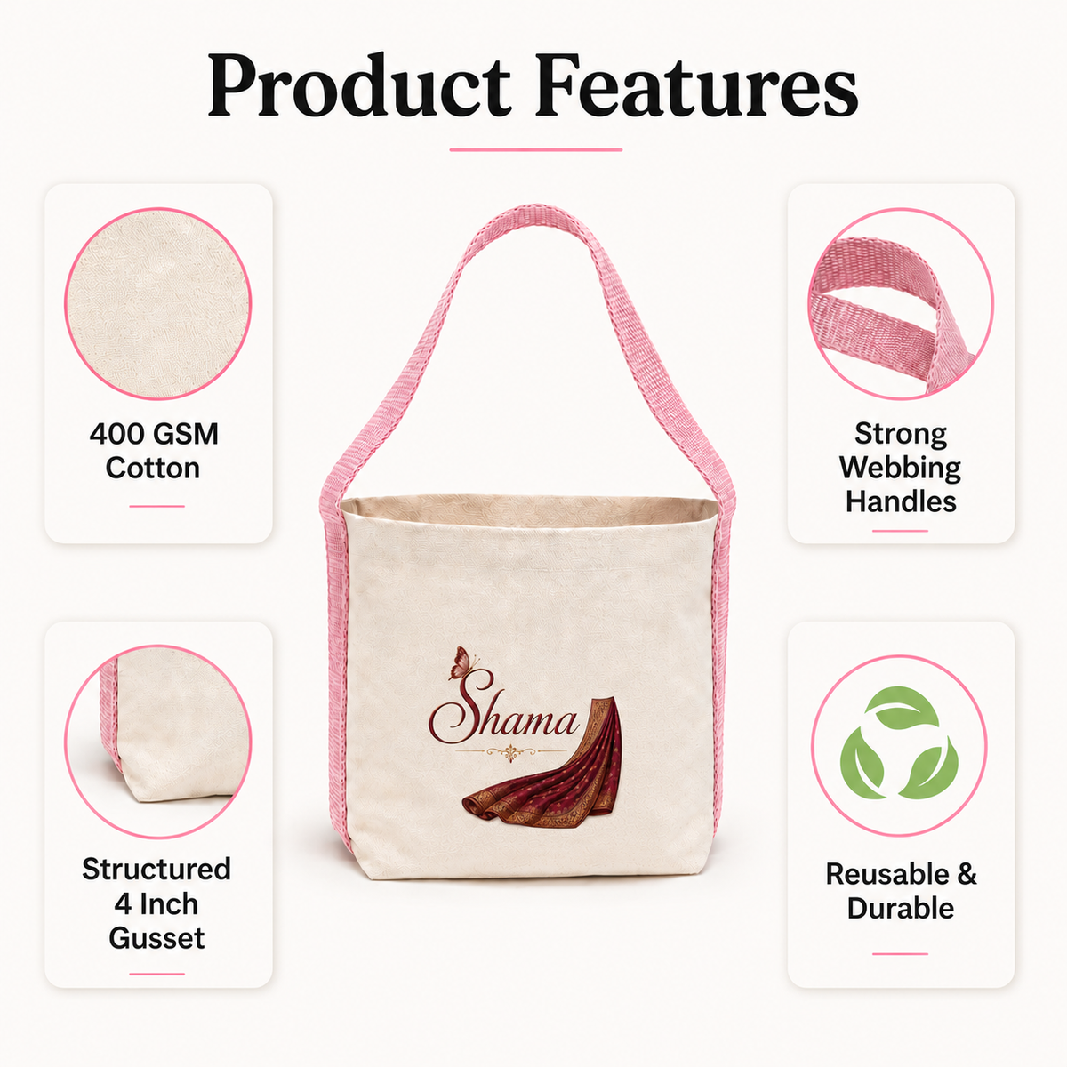 Pink Basket Bag | 400 GSM